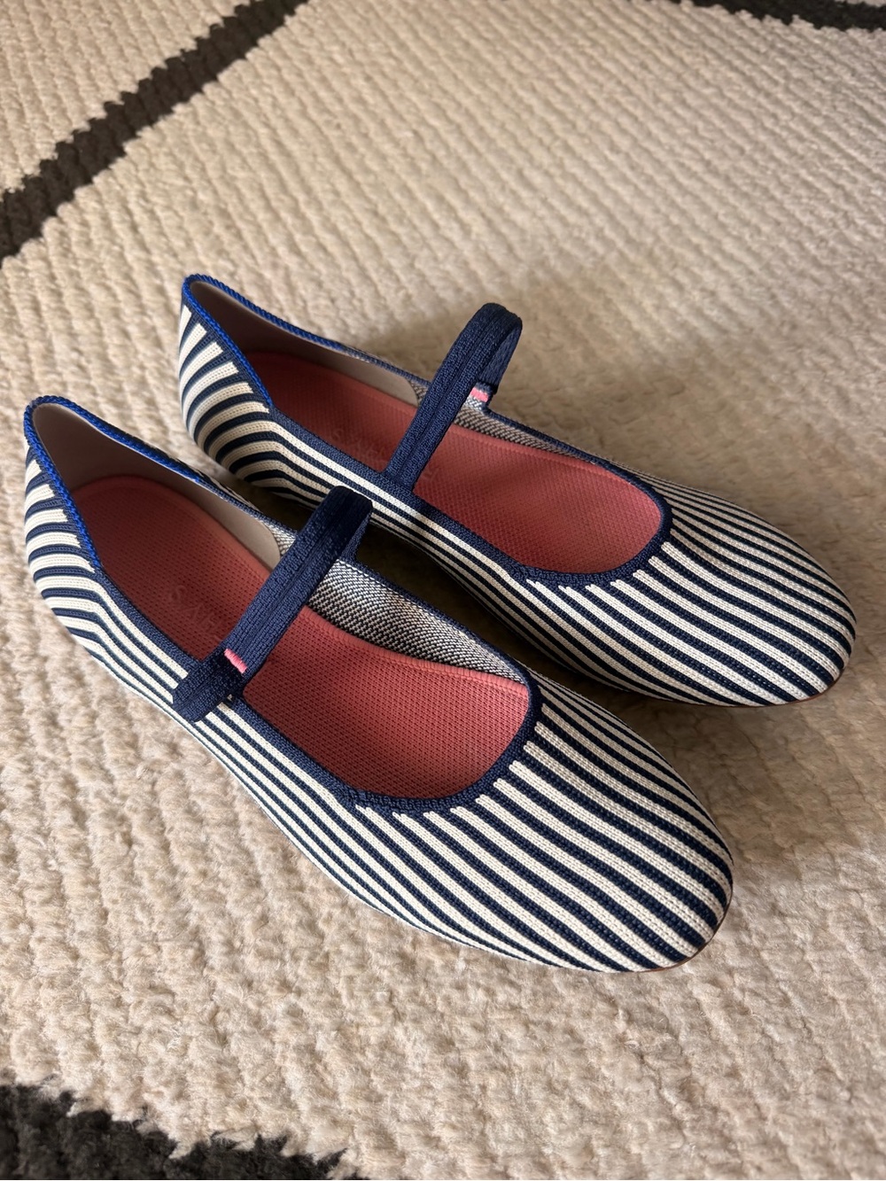 Rothy's Navy and White Striped Mary Jane Flats - Picture 2 of 4